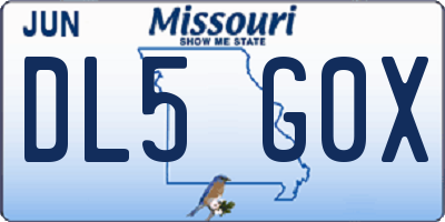 MO license plate DL5G0X