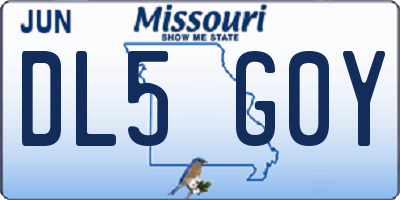 MO license plate DL5G0Y