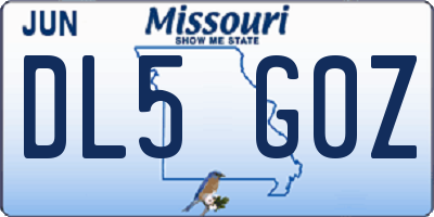MO license plate DL5G0Z