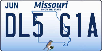 MO license plate DL5G1A