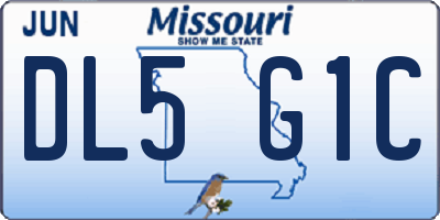 MO license plate DL5G1C