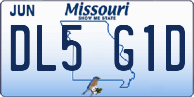 MO license plate DL5G1D