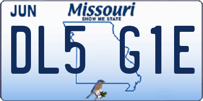 MO license plate DL5G1E