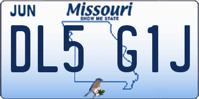 MO license plate DL5G1J