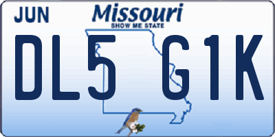 MO license plate DL5G1K