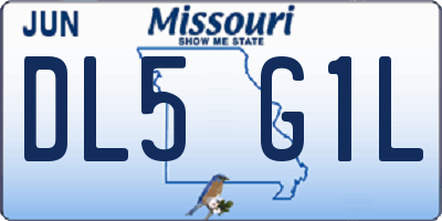 MO license plate DL5G1L