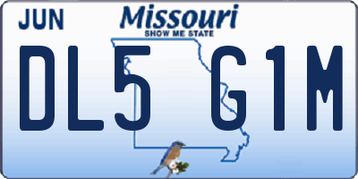 MO license plate DL5G1M