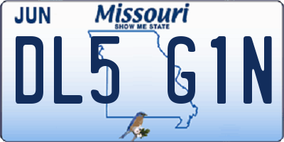 MO license plate DL5G1N