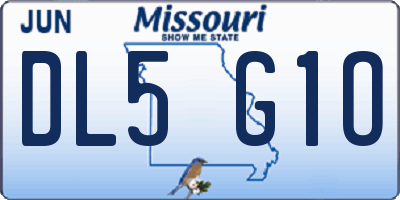 MO license plate DL5G1O