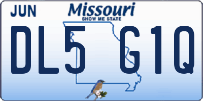 MO license plate DL5G1Q