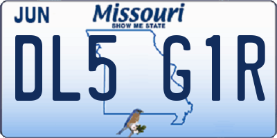 MO license plate DL5G1R