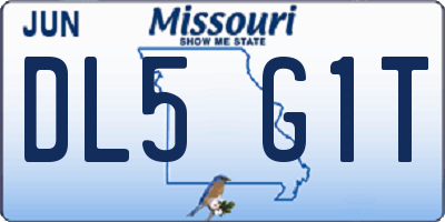 MO license plate DL5G1T