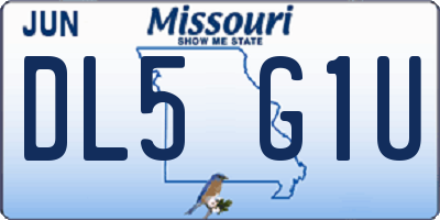 MO license plate DL5G1U