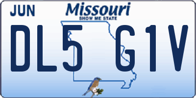 MO license plate DL5G1V