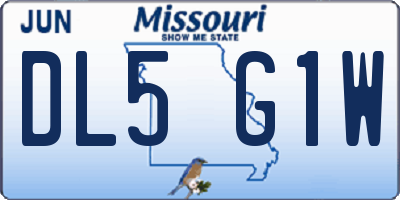 MO license plate DL5G1W