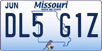 MO license plate DL5G1Z