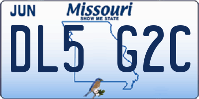 MO license plate DL5G2C