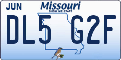 MO license plate DL5G2F
