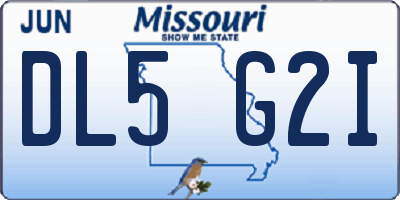 MO license plate DL5G2I