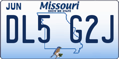 MO license plate DL5G2J