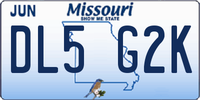 MO license plate DL5G2K