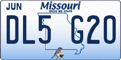 MO license plate DL5G2O