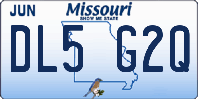 MO license plate DL5G2Q