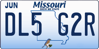 MO license plate DL5G2R