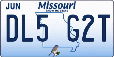 MO license plate DL5G2T