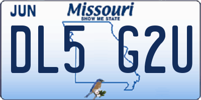 MO license plate DL5G2U