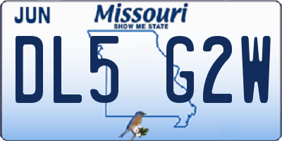 MO license plate DL5G2W