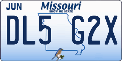 MO license plate DL5G2X