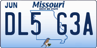 MO license plate DL5G3A