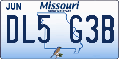 MO license plate DL5G3B
