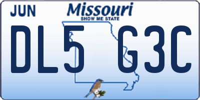 MO license plate DL5G3C