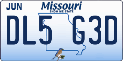 MO license plate DL5G3D