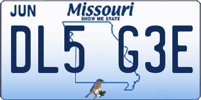 MO license plate DL5G3E