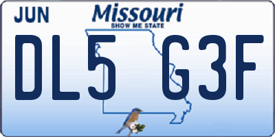 MO license plate DL5G3F