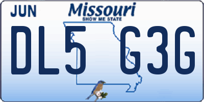 MO license plate DL5G3G