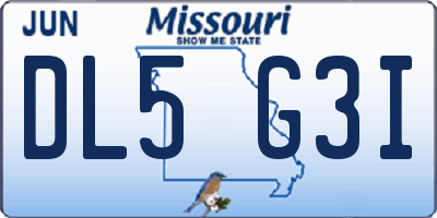 MO license plate DL5G3I