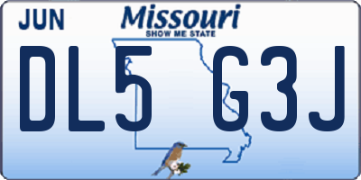 MO license plate DL5G3J
