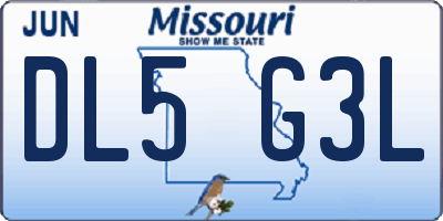 MO license plate DL5G3L