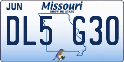 MO license plate DL5G3O