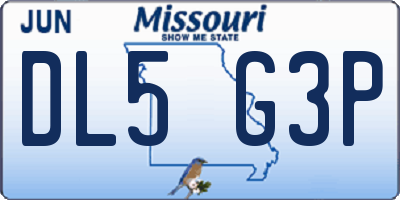 MO license plate DL5G3P