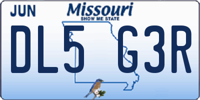 MO license plate DL5G3R