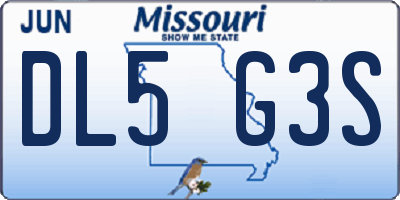 MO license plate DL5G3S