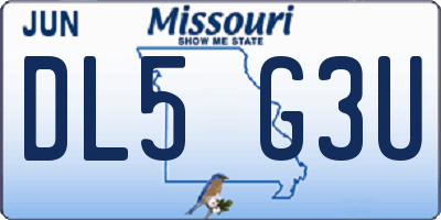 MO license plate DL5G3U