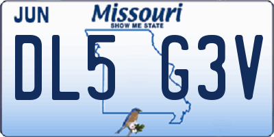 MO license plate DL5G3V