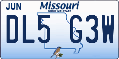 MO license plate DL5G3W