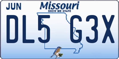 MO license plate DL5G3X